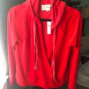 Anthropologie red velvet pullover